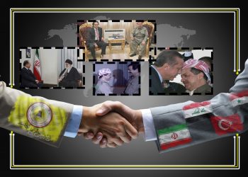 Handshake with map of the world in background